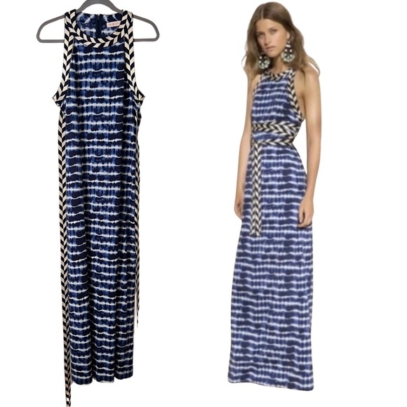 Tory Burch Pelton Blue Tie-Dye Maxi Dress Large
